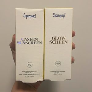 NIB Supergoop Unseen/Glow sunscreen bundle